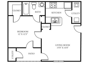 One Bedroom / One Bath - 635 Sq. Ft.*