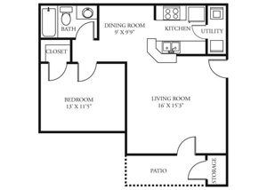 One Bedroom / One Bath - 689 Sq. Ft.*